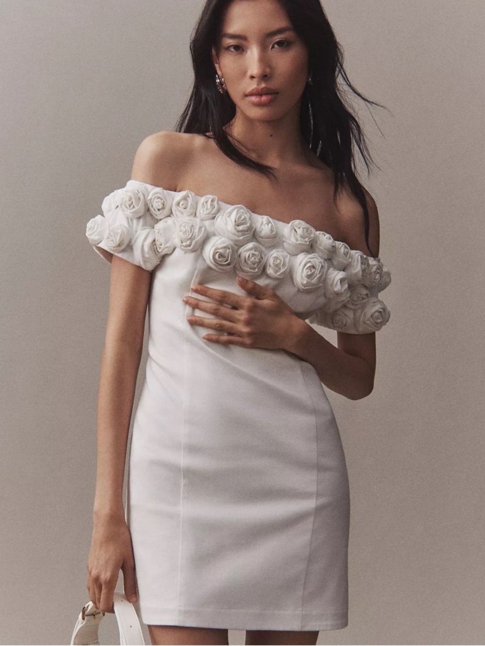 BHLDN Off-The-Shoulder Rosette Mini Dress NWOT!